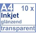 Inkjet Klebefolie 10 x DIN A4 transparent gl�nzend, klar - Glasklar - Druckerfolie zum bedrucken mit Tinte