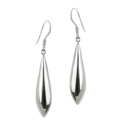 Cheap Sterling Silver High Polished Elongated Oval Puff Drop French Wire Earrings Guides