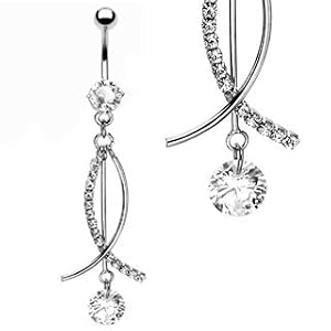 3 free moving bars Belly Button Ring