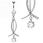 3 free moving bars Belly Button Ring