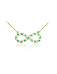 14k Gold Diamond and Emerald Infinity Necklace