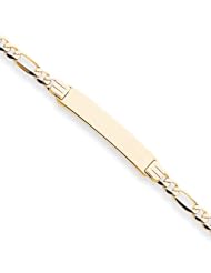 14 Karat Yellow Gold Figaro ID Bracelet - 7 Inch