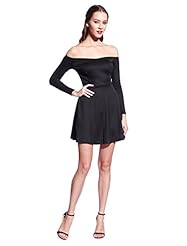 Sexy Vintage Crepe/Elastane/Jersey/Polyester Long Sleeves Off the Shoulder Fit-and-Flare Skater Dress/Club Dress/Party Dress 