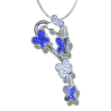 31rCI VhHIL DARLENE MICHELLE .925 SILVER & SWAROVSKI SAPPHIRE BUTTERFLY HEART CRYSTAL PENDANT