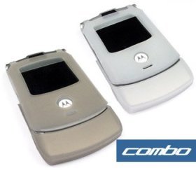 2-Piece Value Combo Pack Of Motorola RAZR V3, V3c, V3m, V3i, V3t, V3e Protective Silicon Skin Cover Cases- ( Clear + Smoke )