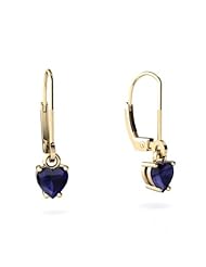 Genuine Sapphire 14kt Yellow Gold Lever Back Earrings
