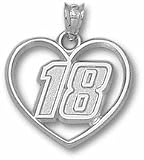Kyle Busch Driver Number 18 Heart Pendant - Sterling Silver Jewelry
