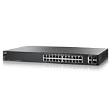 Cisco SF200-24 Switch 24 10/100 Ports, Smart Switch, 2 Combo Mini-GBIC Ports, Warranty, One Year Tech Support - SLM224GTNA