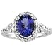 14k White Gold Oval Tanzanite and Diamond Ring 2.93 TCW