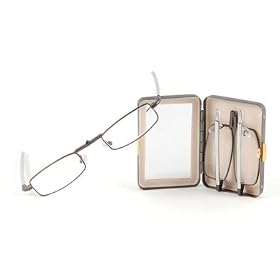 Pocket Eyes Folding Reading Glasses with Case --SILVER -- Unisex Design!