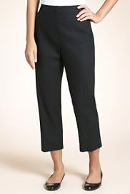 Linen Blend Flat Front Plain Cropped Trousers [T57-8110-S]