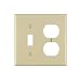 Leviton 86005 2-Gang 1-Toggle 1-Duplex Device Combination Wallplate, Standard Size, Thermoset, Device Mount, Ivory