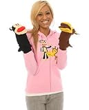 Paul Frank The Julius & Clancy Puppets Z/U Hoody in Pink,Sweatshirts for Women