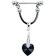 Handcrafted Jet Black Austrian Heart Dangle Nipple Ring MADE WITH SWAROVSKI ELEMENTS