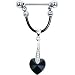 Handcrafted Jet Black Austrian Heart Dangle Nipple Ring MADE WITH SWAROVSKI ELEMENTS