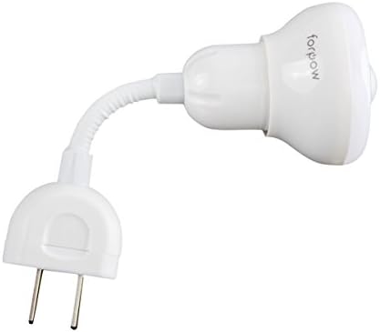 forpow 2.5w Motion Detection Sensor White LED Light Bulb with Flexible Tube & US plug,Warm White for Passageway,Bedroom, Toilet,Doorway