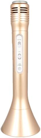 FWX Portable Wireless Karaoke Player Mobile Microphone Speaker KTV Bluetooth speaker with LED Lights Mic for Singing Suppor TF card for Android/IOS (Gold)