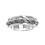 Sterling Silver Braided Oxidized Spinner Ring Size 7