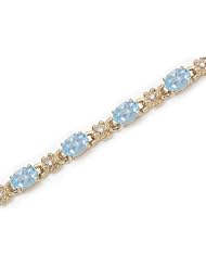 14K Yellow Gold Oval Aquamarine and Diamond Bracelet