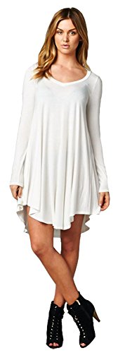 Womens Casual Feminine Long Sleeve Tunic Shirt Dress