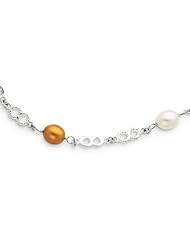 Sterling Silver White, Grey & Bronze Fw Cultured Pearl Necklace