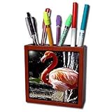 Birds - Flamingo - Tile Pen Holders-5 inch tile pen holder