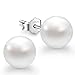 Feramox Sterling Silver Freshwater Pearl Earrings Round Ball Studs for Women Girls