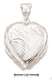 Sterling Silver Medium Four Way Etched Heart Locket Pendant