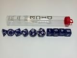 Blue Glitter Polyhedral Dice Set 10pc Set in Tube