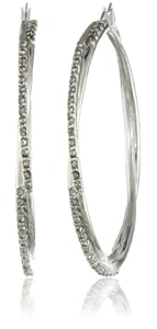Jessica Simpson Silver and Crystal Hoop Earrings