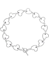 Jewelplus Heart Link Bracelet Sterling Silver Bracelet