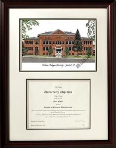 Graduate- Eastern Michigan University Framed Lithograph With Diploma Opening