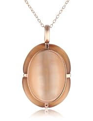 Rose Gold Plated Sterling Silver 30 CT Synthetic Coffee Cats Eye Pendant Necklace, 18"