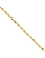 2.25mm, 14 Karat Yellow Gold, Quadruple Rope Chain - 8 inch
