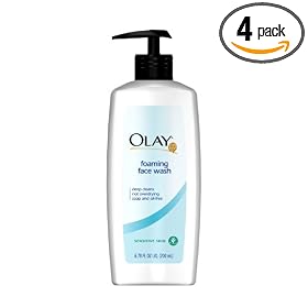 Olay Foaming Face Wash, Sensitive Skin, 6.78-Ounce Pump (Pack of 4)