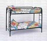 Twin Size Metal Bunk Bed Casual Style in Black Finish