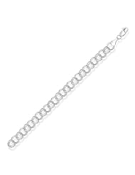 8.0 mm 14K White Gold Solid Double Link Charm Bracelet