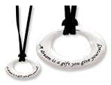 A DREAM IS A GIFT YOU GIVE YOURSELF Oval Silver Open Disc Necklace - GIFT BOXED!
