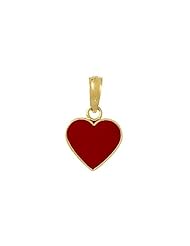14k Gold Necklace Charm Pendant, 3d Mini Red Heart Enamel