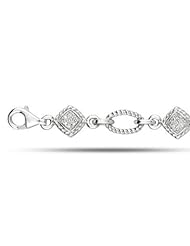 Sterling Silver twisted and square Links Diamond Bracelet 7.25"