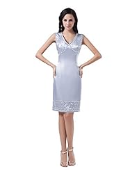 V-neck Sleeveless Acrylic/Satin/Silk Evening Dress 