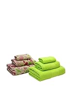 NATURAL Set Toalla 6 Uds. 400 G Garden 2 (Pistacho / Beige)