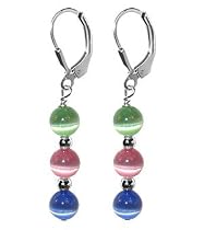 Multicolor Cat Eye Long Dangle Earrings