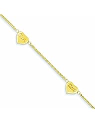 Genuine 14K Yellow Gold Spiga Puff Hearts Mom Bracelet 7.5 Inches 2 Grams Of Gold 100% Satisfaction Guaranteed.