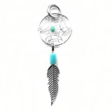 Dream Catcher Turquoise and Sterling Silver Very Small Cute Feather Charm
