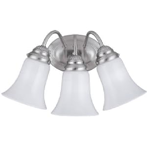 Westinghouse 64486 Three-Light Downward Wall Sconce, Brushed Nickel with White Opal Globes by Westinghouse