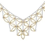 14kt. Two Tone, 17 Beaded Floral Bib Necklace