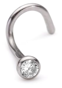 Amor 89104 - Piercing de mujer de plata de ley con 1 circonita, 1 cm
