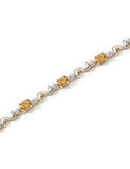 14kt Yellow Gold Oval Citrine and Diamond Bracelet