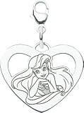14K White Gold Disney Princess Ariel Heart Lobster Clasp Charm
